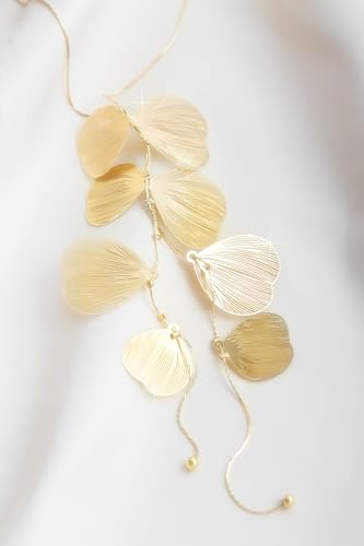 OJERRY Gold Statement Flower Long Y Shape Lariat Necklace for Women, Formal Evening Floral Jewelry Accessories Romantic Cool Gifts for Her Women in Their 20s 30s