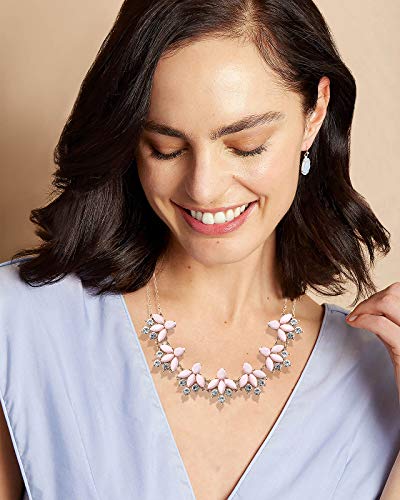 JERTOCLE Holiday Necklace for Women Crystal Mardi Gras St.Patrick's Day Flower Collar Necklace Rhinestone Carnival Lucky Bib Choker Necklace Festive Party Jewelry Gifts (Pink)