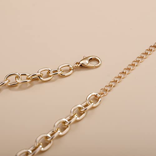 Wiwpar Women Statement Gold Short Chain Pendant Pearl Necklaces Chunky Faux Pearl Cluster Collar Bib Choker Necklace and Earrings Set for Women Gift