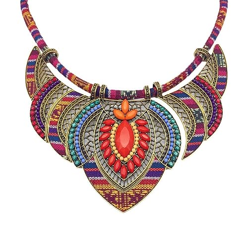 Ethnic Style Chunky Colorful Collar Festival Tribal Beaded Boho Choker Costume Necklace for Women Gift Colorful