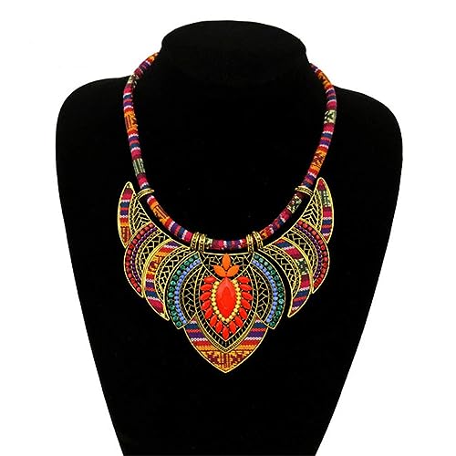 Ethnic Style Chunky Colorful Collar Festival Tribal Beaded Boho Choker Costume Necklace for Women Gift Colorful