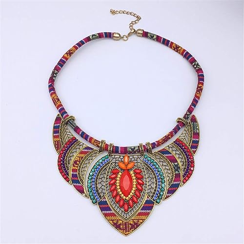 Ethnic Style Chunky Colorful Collar Festival Tribal Beaded Boho Choker Costume Necklace for Women Gift Colorful
