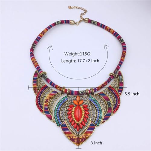 Ethnic Style Chunky Colorful Collar Festival Tribal Beaded Boho Choker Costume Necklace for Women Gift Colorful