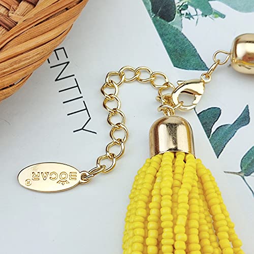 BOCAR Multi Layer Chunky Bib Statement Seed Beads Cluster Collar Necklace for Women Gift (NK-10351-yellow)