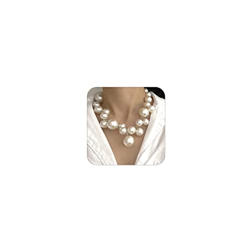 Pearl Necklace for Women Chunky Pearl Necklace Big Pearl Necklace Exaggerated Large Pearl Necklace Statement Pearl Choker Necklace Wedding Jewelry Gifts for Party