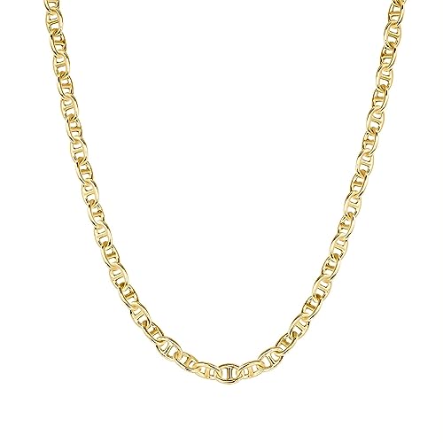 PAVOI 14K Yellow Gold Plated Anchor Chain Necklace | Gold Plated Womens Chain Necklace | Womens Trendy Chain Necklace