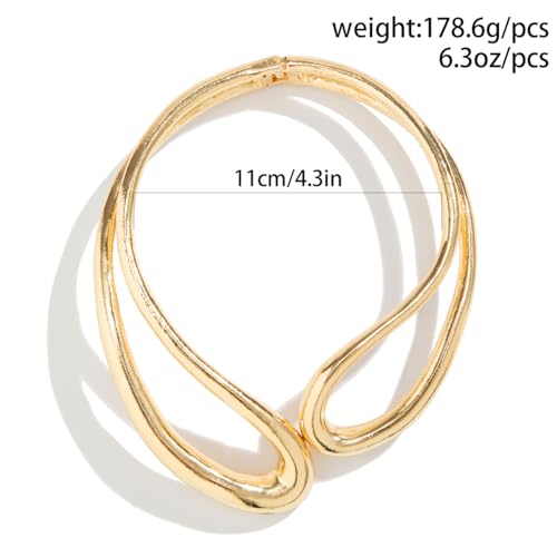 Inactwin Gold Chunky Choker Collar Necklaces Stretch Irregular Statement Necklace Twisted Geometric Clavicle Necklaces for Women Jewelry Gifts (gold)