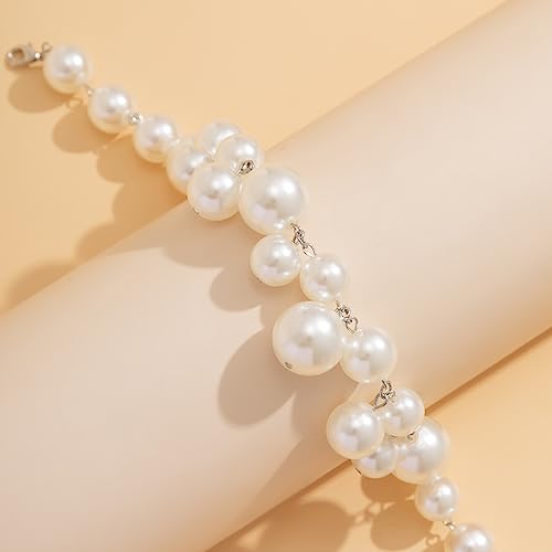 Pearl Necklace for Women Chunky Pearl Necklace Big Pearl Necklace Exaggerated Large Pearl Necklace Statement Pearl Choker Necklace Wedding Jewelry Gifts for Party