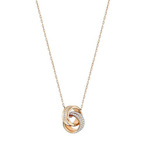 Rose Gold-Tone Swarovski Pendant: Pavé Intertwined Circles, White