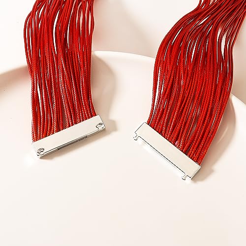 Kiszu Women Multi Layer Choker Necklace Chunky Wax Line Bib Necklace Statement Jewelry Pendent Handmade Presents