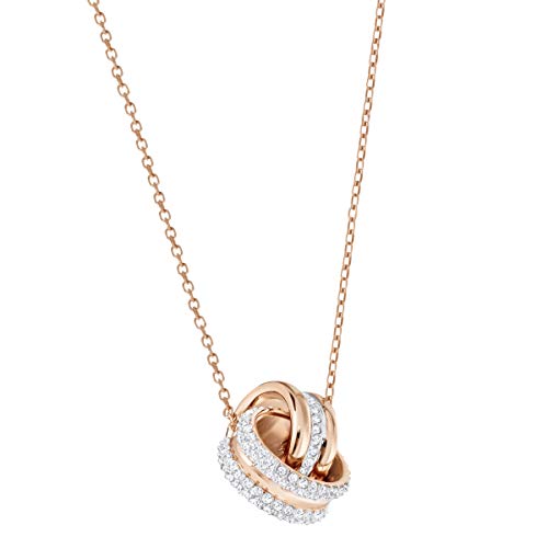 Rose Gold-Tone Swarovski Pendant: Pavé Intertwined Circles, White