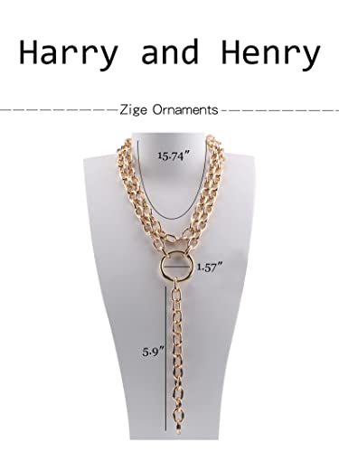 Harry and Henry Layered Chunky Gold Necklaces for Women Long Chunky Statement Necklace Boho Chain Link Necklace Chunky Jewelry Gifts (Gold)…