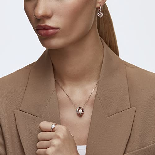 Rose Gold-Tone Swarovski Pendant: Pavé Intertwined Circles, White