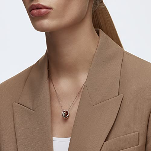 Rose Gold-Tone Swarovski Pendant: Pavé Intertwined Circles, White