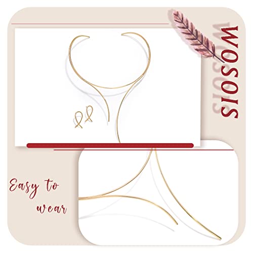 Wosois Choker Necklace Earrings Set Layered Chunky Chokers Statement Collar Necklaces African Alloy Costumes Jewelry Accessories for Women for Women and Girls (Gold)