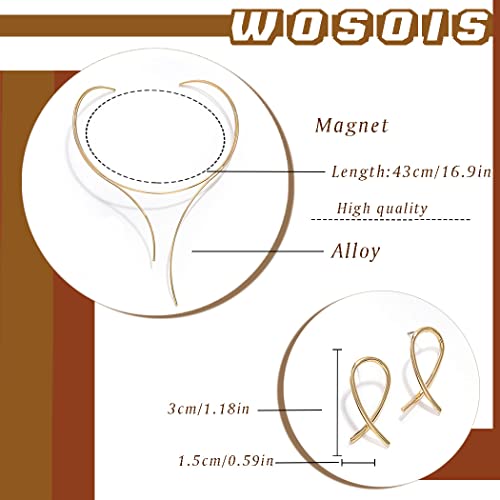 Wosois Choker Necklace Earrings Set Layered Chunky Chokers Statement Collar Necklaces African Alloy Costumes Jewelry Accessories for Women for Women and Girls (Gold)