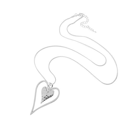 welbijoux Long Heart Necklace for Women Silver Chain Pendant Y Necklace Set Statement Pendant Chic Jewelry with Gifts Box