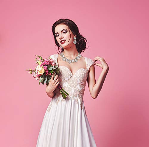 JOERICA Bib Statement Necklace for Women Chunky Choker Necklace and Earrings Set Rhinestone Vintage Fashion Necklace Costume Jewelry (White)