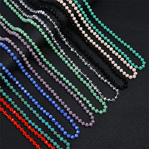 COLORFUL BLING 60-inch Long Hand Knotted Crystal Beaded Endless Strand Necklace Glass Beads Multi Layer Infinity Lariat for Women Men 1920s Flapper Sweater Costume Statement Jewelry-Gray