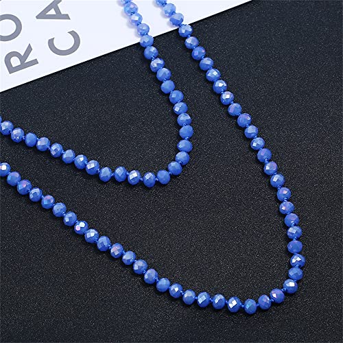 COLORFUL BLING 60-inch Long Hand Knotted Crystal Beaded Endless Strand Necklace Glass Beads Multi Layer Infinity Lariat for Women Men 1920s Flapper Sweater Costume Statement Jewelry-Gray