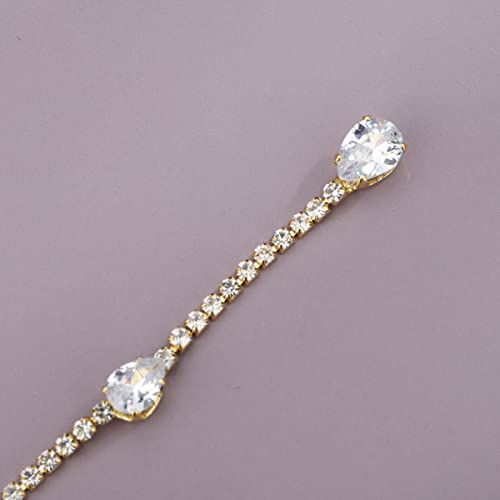 Xerling Rhinestones Tennis Chain Necklaces for Women Bling Crystal Zircon Pendant Choker Necklaces for Wedding Prom Dainty Statement Y-Necklaces for Brides (Gold)