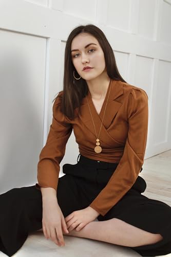 PEARLADA Statement Long Pendant Necklace, 18k Gold Disc Necklace for Sweater, Boho Simple Jewelry for Women Trendy