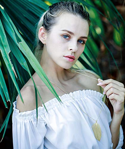 BOUTIQUELOVIN Gold Casual Long Leaf Necklaces for Women Girls Boho Feather Costume Statement Necklaces Extra Long Gypsy Necklace