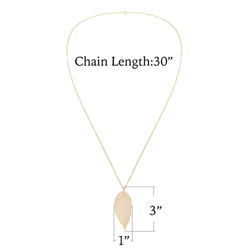 BOUTIQUELOVIN Gold Casual Long Leaf Necklaces for Women Girls Boho Feather Costume Statement Necklaces Extra Long Gypsy Necklace