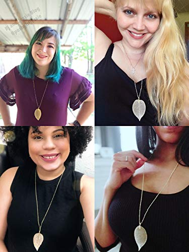 BOUTIQUELOVIN Gold Casual Long Leaf Necklaces for Women Girls Boho Feather Costume Statement Necklaces Extra Long Gypsy Necklace