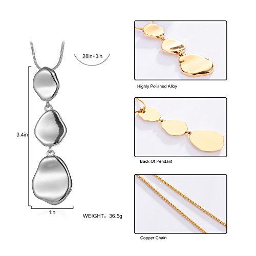 welbijoux Long Lariat Chain Necklace 18K Gold Plating 3 Special Shape Y Bar Pendant Necklace for Women