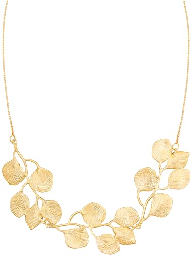 OJERRY Byzantine Medieval Renaissance Bold Vintage Retro Chunky Costume Gold Statement Pendant Leaf Flower Charm Necklace Cool Jewelry Necklaces Coolest Gifts for Women Chunky Trendy In Their 30s