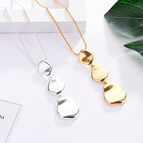 welbijoux Long Lariat Chain Necklace 18K Gold Plating 3 Special Shape Y Bar Pendant Necklace for Women