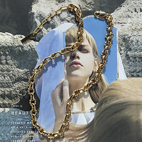 ACC PLANET Statement 14k Gold Plated 4mm Thick Oval Chain Link Choker Toggle Necklaces Chunky Gold Jewelry for Women Mothers Gift