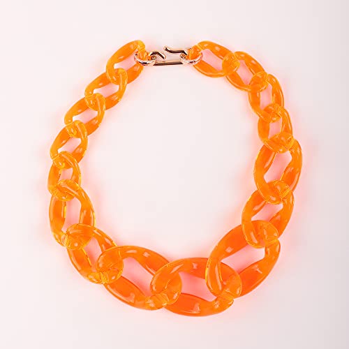 Wiwpar Acrylic Choker Necklace Statement Chunky Fashion Acrylic Necklace Colorful for Women Girls (Orange)