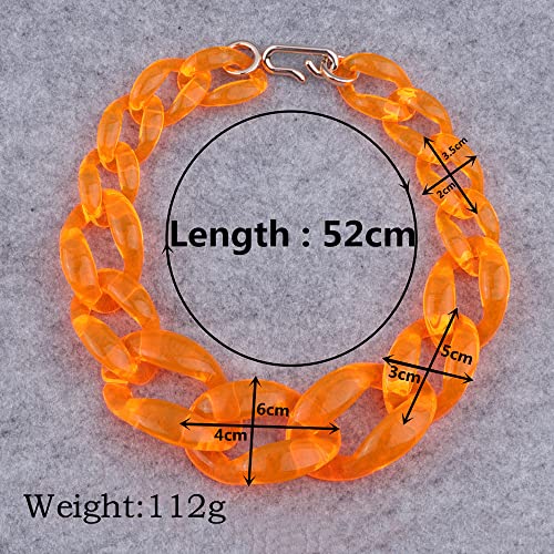 Wiwpar Acrylic Choker Necklace Statement Chunky Fashion Acrylic Necklace Colorful for Women Girls (Orange)