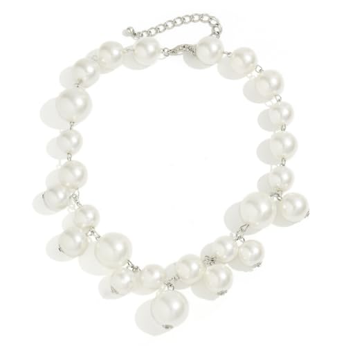 Pearl Necklaces for Women Chunky Pearl Necklace Statement Big Pearl Choker Necklaces Pearl Beaded Necklace Wedding Party Jewelry (pearl)