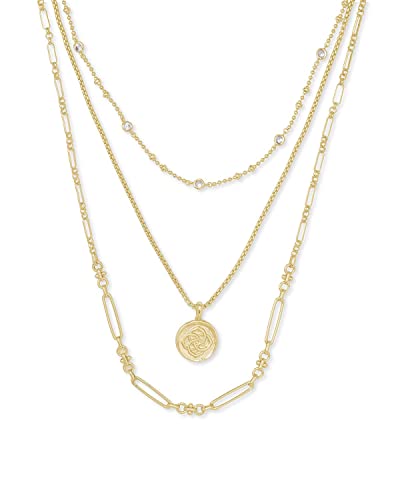 Gold Triple Strand Medallion Necklace by Kendra Scott