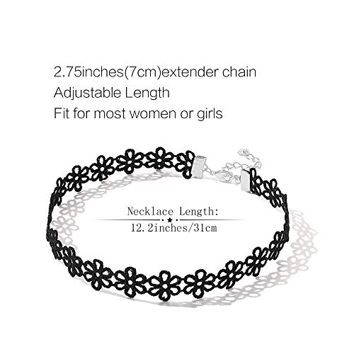 Prohouse 44PCS Black Womens Chokers Gothic Collar Lace Velvet Chocker Pendant Necklaces Set for Teen Women Girls
