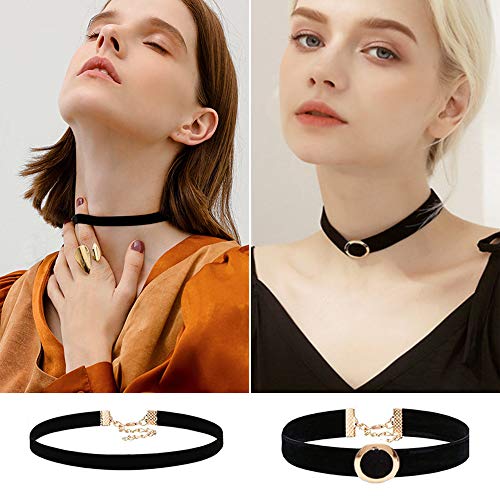 Prohouse 44PCS Black Womens Chokers Gothic Collar Lace Velvet Chocker Pendant Necklaces Set for Teen Women Girls