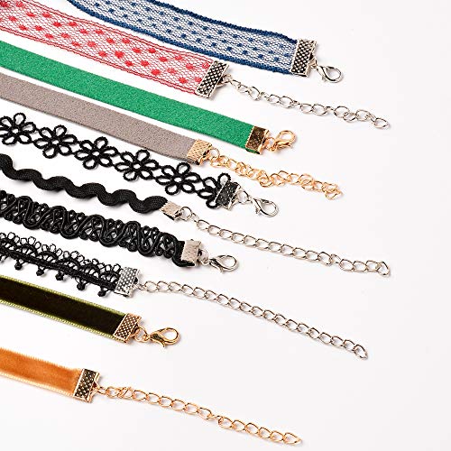 Prohouse 44PCS Black Womens Chokers Gothic Collar Lace Velvet Chocker Pendant Necklaces Set for Teen Women Girls