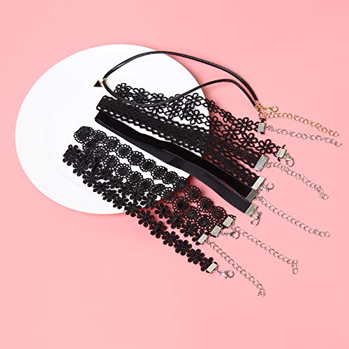 Maxforever 6 PCS Necklaces Black Velvet Choker Set Classic Gothic Tattoo Lace Chokers