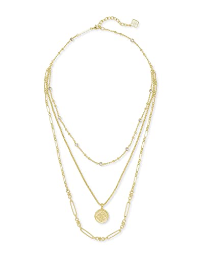 Gold Triple Strand Medallion Necklace by Kendra Scott