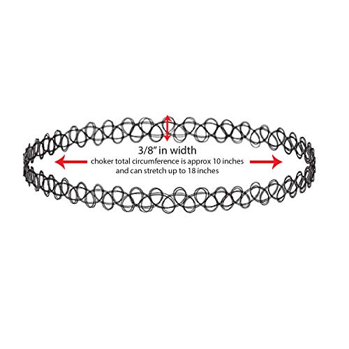 BodyJ4You 12PC Tattoo Choker Necklace Set - 90s Accessories Old School 2000s Jewelry - Gothic Black Henna - One Size Women Teen Girl - Stretchy Collar Necklace