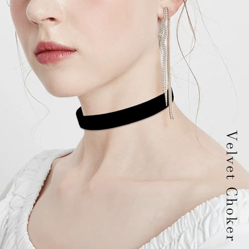 3pcs Black Choker Necklace for Women Black Velvet Choker Set Layered Black Choker Necklaces Classic Chokers for Women Adjustable Black Collar Necklace for Party Cosplay Birthday Jewelry Gifts-A