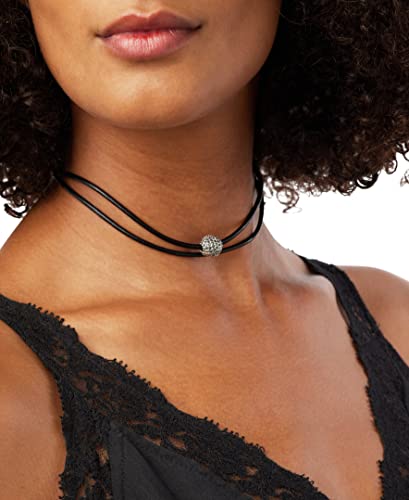 Lucky Brand Womens Leather Choker Necklace, Silver, One Size