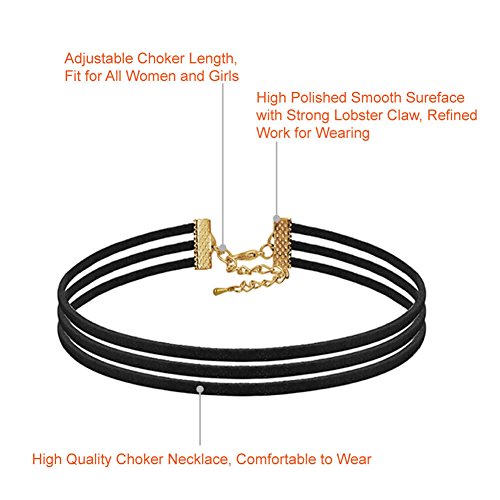 PAXCOO 10PCS Black Velvet Choker Necklaces with A Stroage Bag for Women