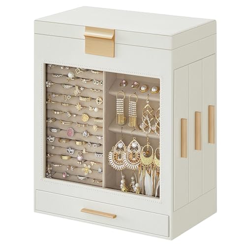 Modern Glass Jewelry Box with 5-Layer Organizer