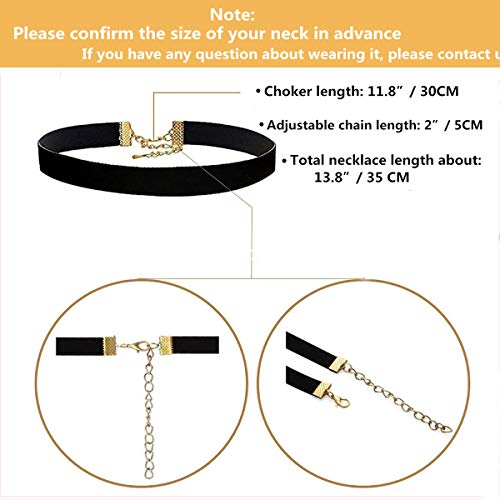 YOKER 22 Pcs Necklaces Black Velvet Choker Set for Womens Velvet Choker Set Classic Gothic Tattoo Lace Chokers Adjustable for Party Cosplay Christmas Birthday