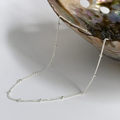 BERISO 14K Gold/Silver Plated Choker Necklace for Women Shining Dots Station Gold Chain Necklace Beads Sparkle Chain Necklace Link Chain Exquisite Jewelry for women