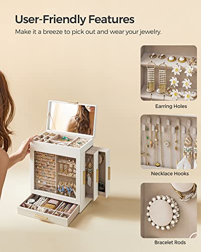 Modern Glass Jewelry Box with 5-Layer Organizer